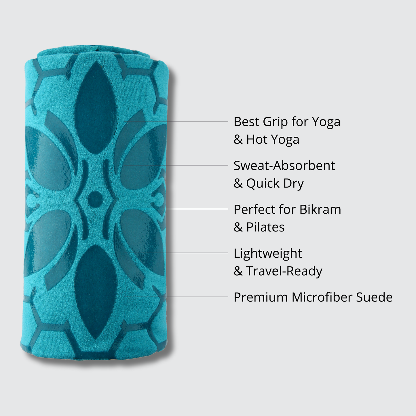 Clever Hot Yoga towel Anti-Slip with Unique Silicon web bottom l Increases traction l Extreme slipping reduction l Ultra absorbent l Quick Drying