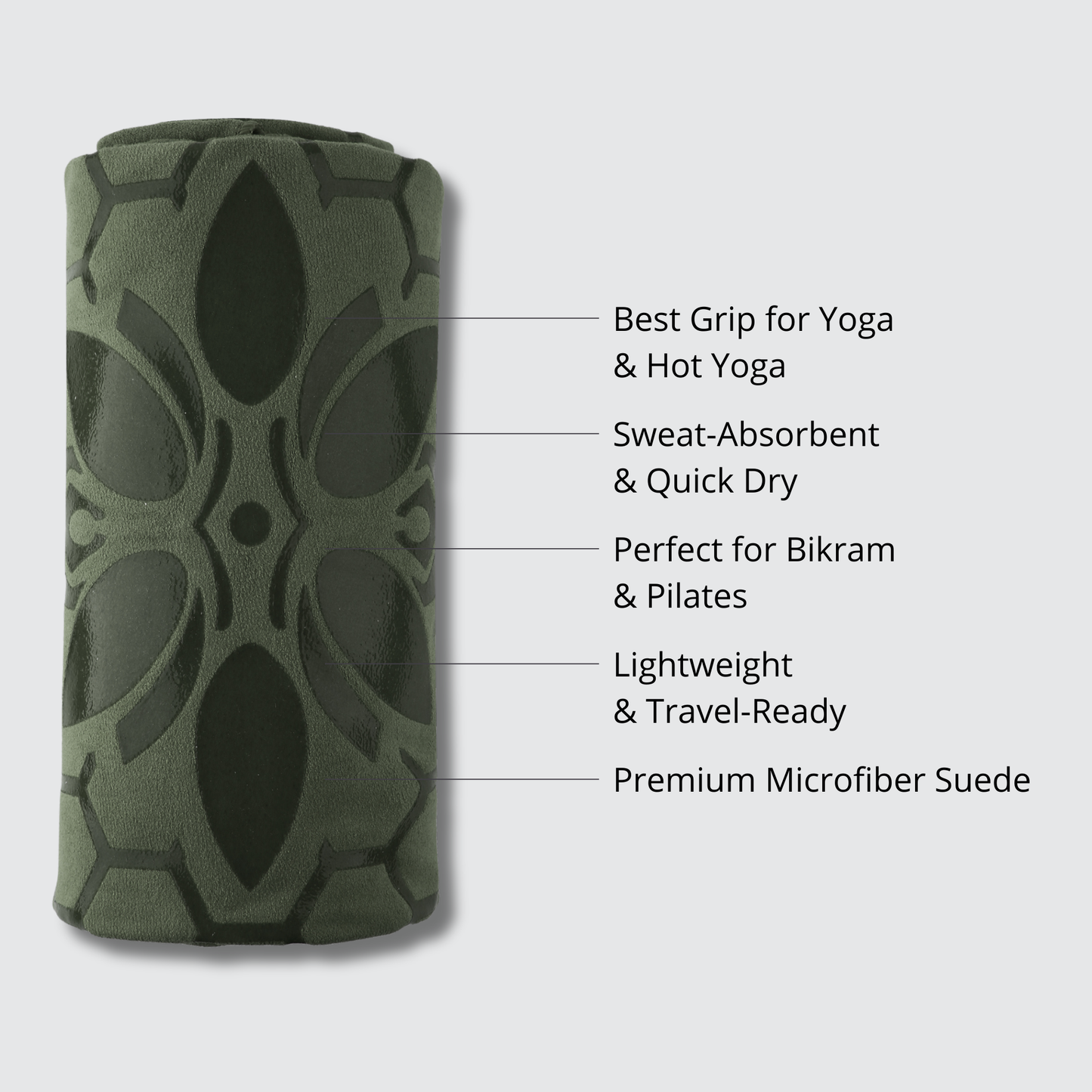 Clever Hot Yoga towel Anti-Slip with Unique Silicon web bottom l Increases traction l Extreme slipping reduction l Ultra absorbent l Quick Drying