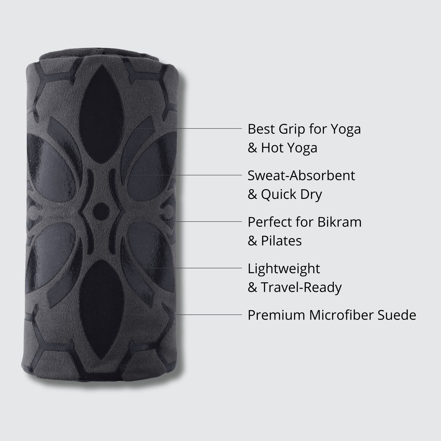 Clever Hot Yoga towel Anti-Slip with Unique Silicon web bottom l Increases traction l Extreme slipping reduction l Ultra absorbent l Quick Drying