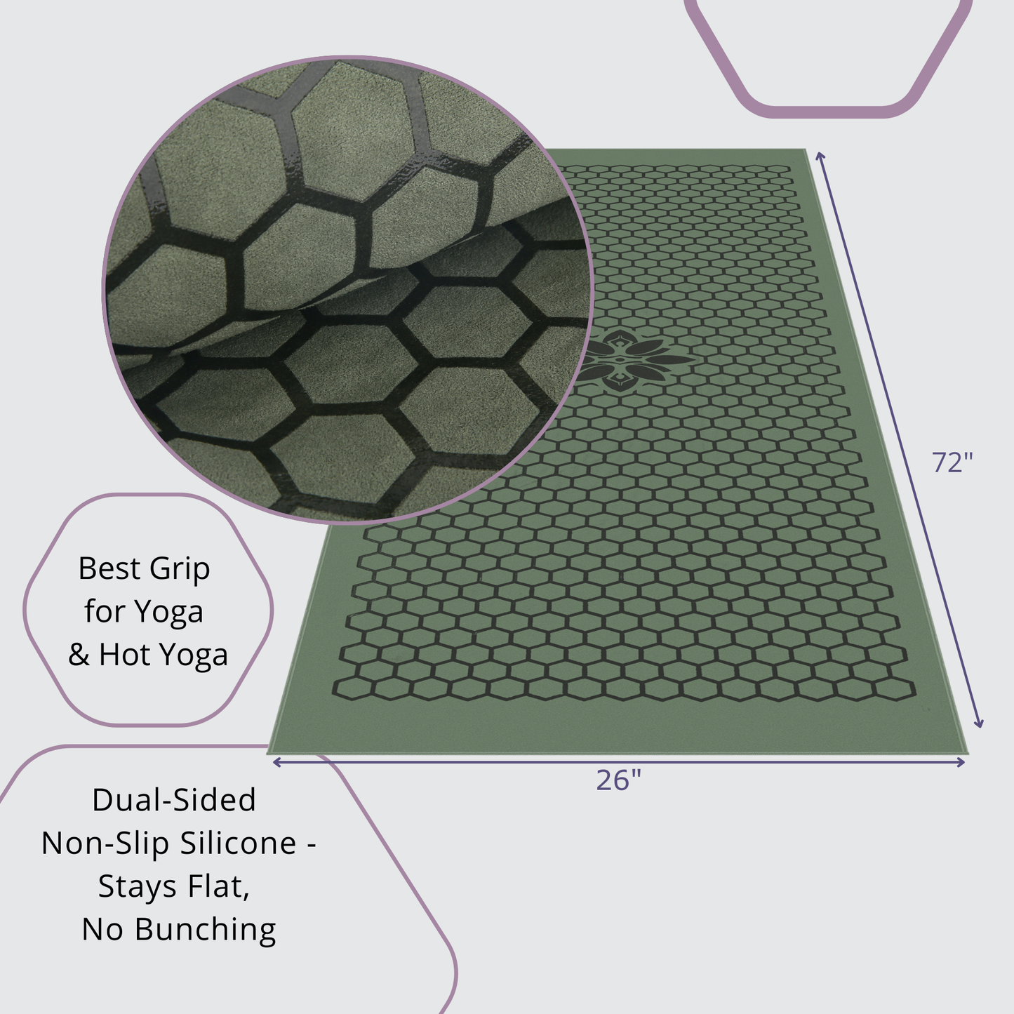 Clever Hot Yoga towel Anti-Slip with Unique Silicon web bottom l Increases traction l Extreme slipping reduction l Ultra absorbent l Quick Drying