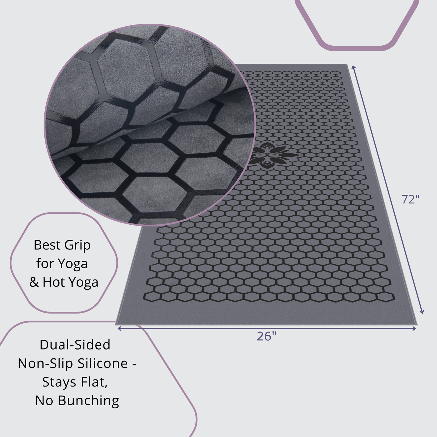 Clever Hot Yoga towel Anti-Slip with Unique Silicon web bottom l Increases traction l Extreme slipping reduction l Ultra absorbent l Quick Drying