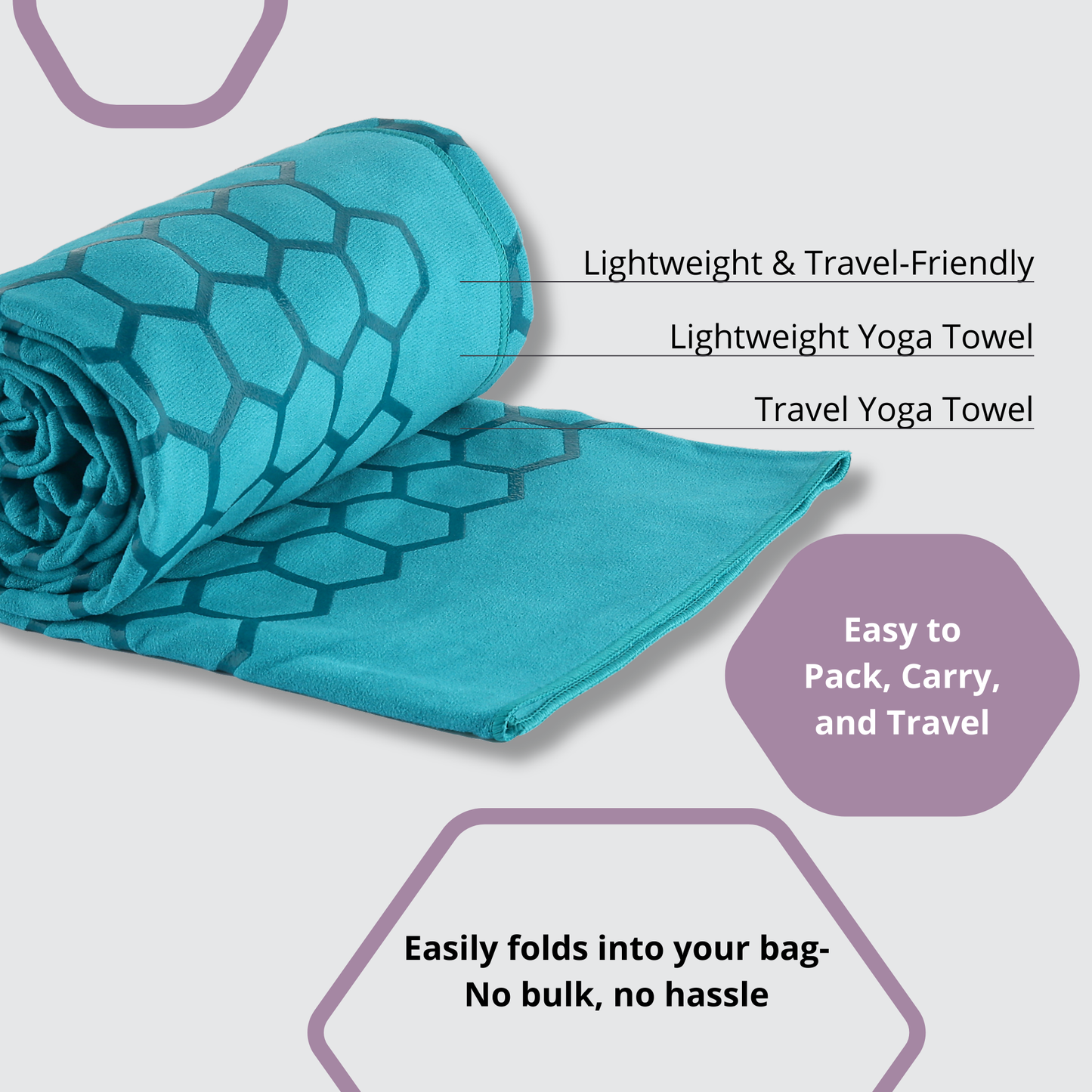 Clever Hot Yoga towel Anti-Slip with Unique Silicon web bottom l Increases traction l Extreme slipping reduction l Ultra absorbent l Quick Drying
