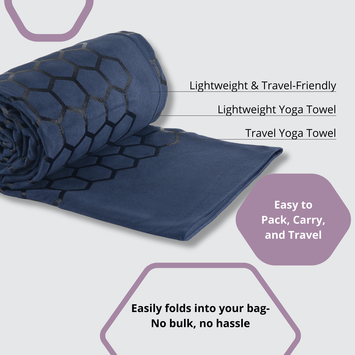 Clever Hot Yoga towel Anti-Slip with Unique Silicon web bottom l Increases traction l Extreme slipping reduction l Ultra absorbent l Quick Drying
