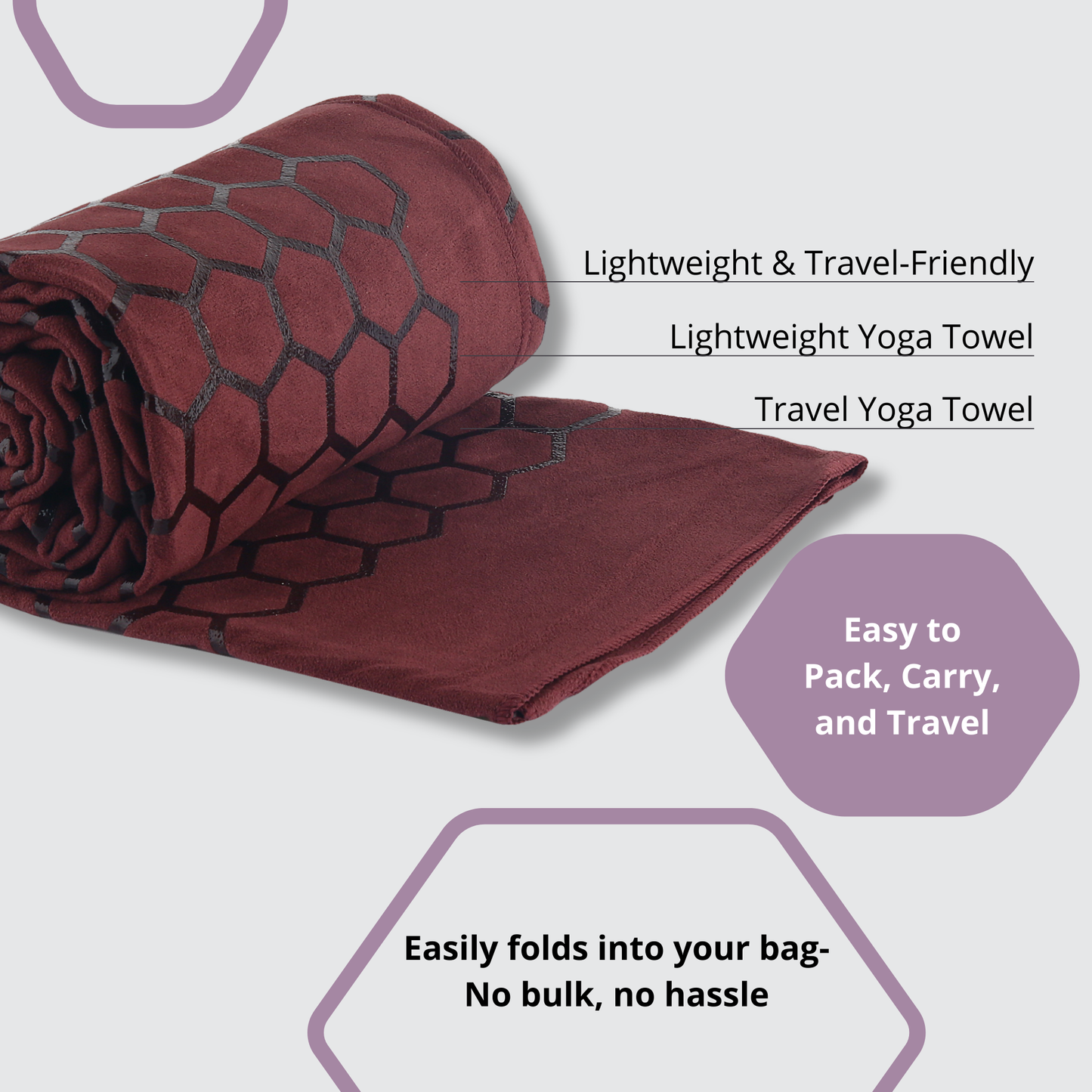 Clever Hot Yoga towel Anti-Slip with Unique Silicon web bottom l Increases traction l Extreme slipping reduction l Ultra absorbent l Quick Drying