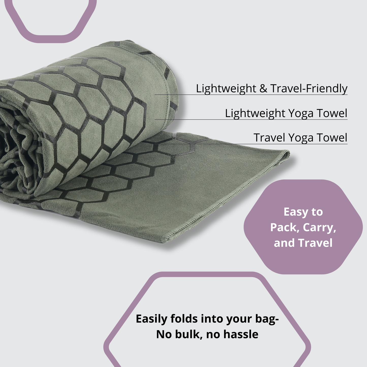 Clever Hot Yoga towel Anti-Slip with Unique Silicon web bottom l Increases traction l Extreme slipping reduction l Ultra absorbent l Quick Drying