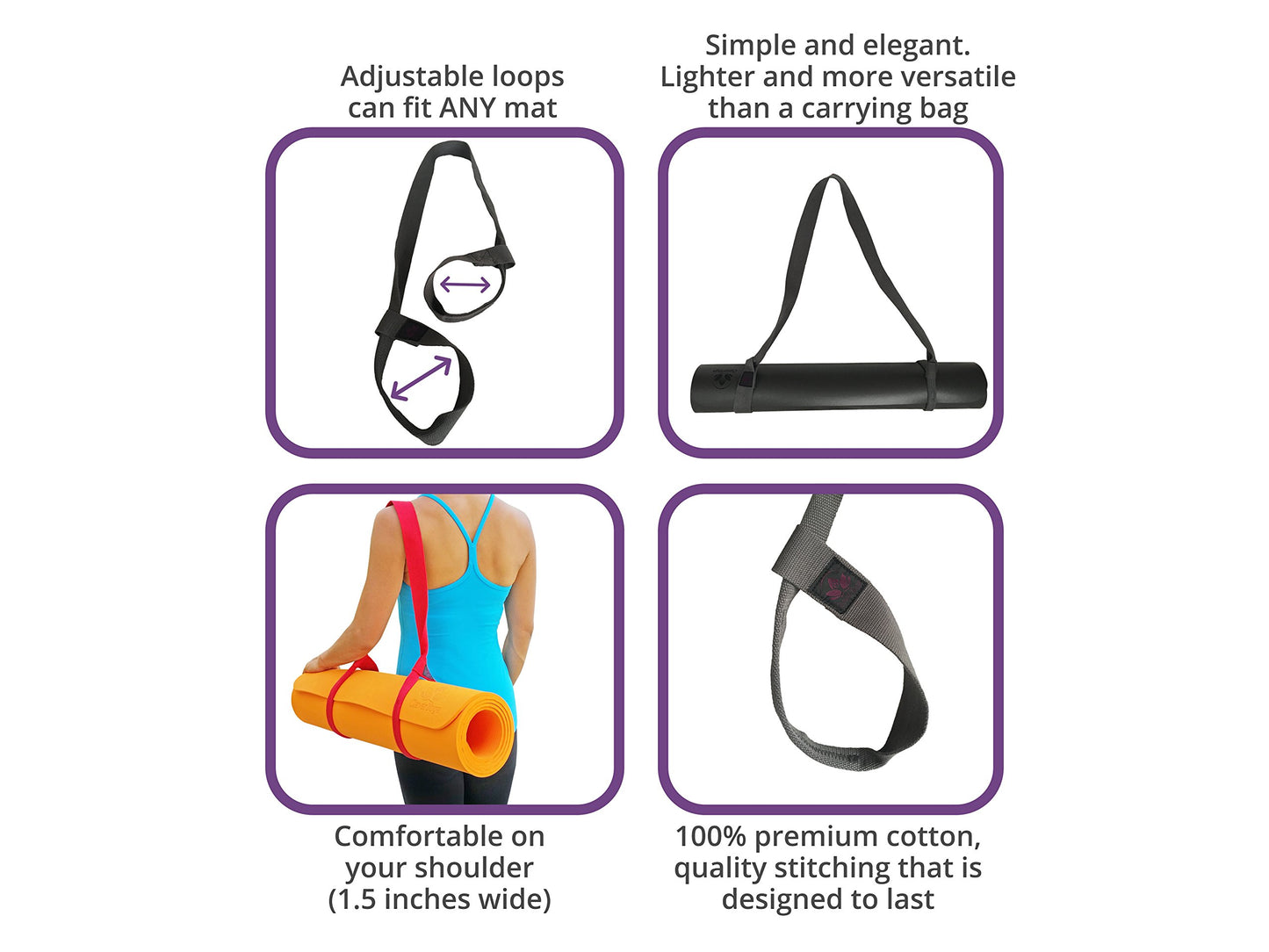 Clever Yoga Thick Durable Yoga Mat Strap Carrier