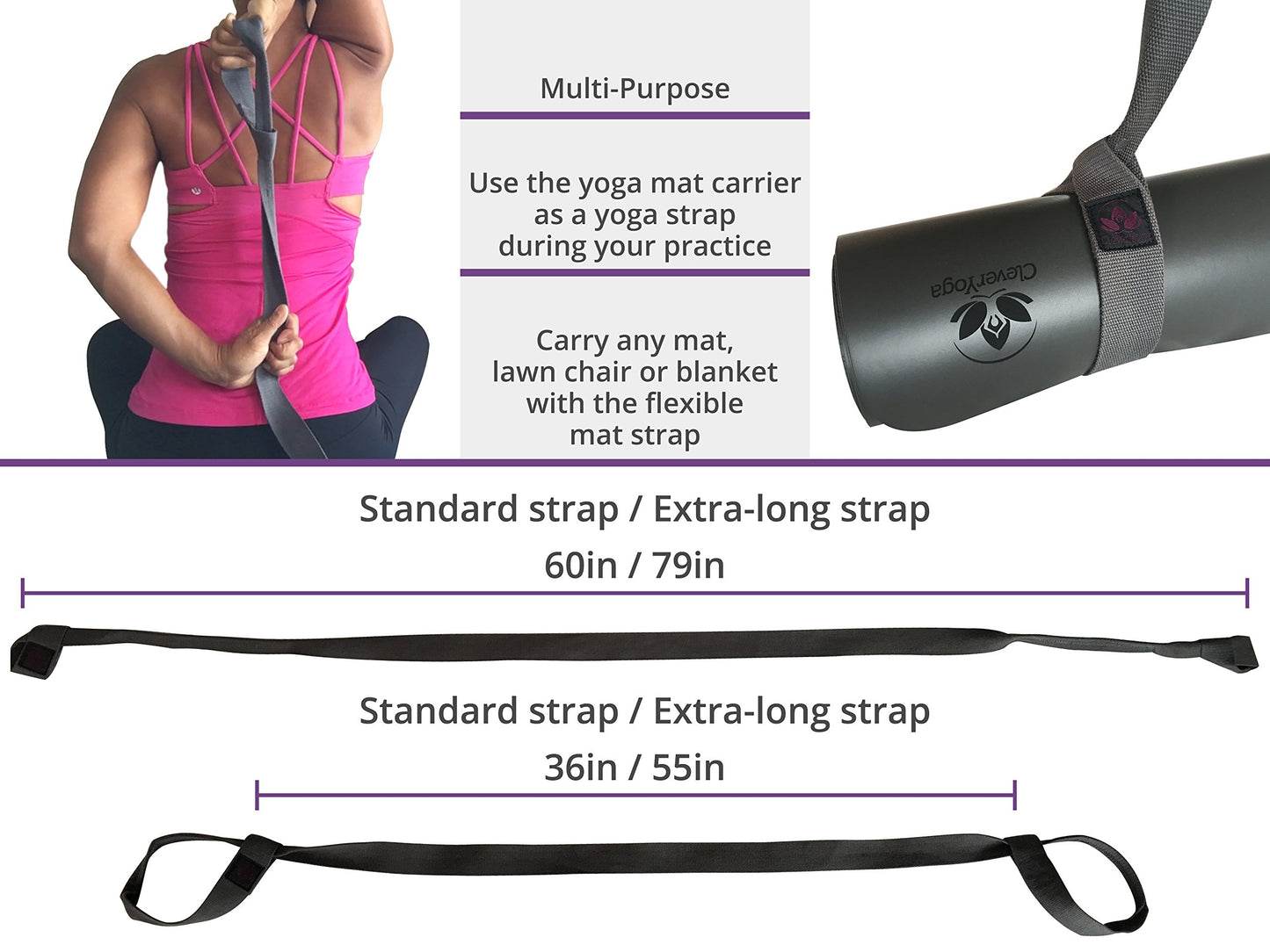 Clever Yoga Thick Durable Yoga Mat Strap Carrier