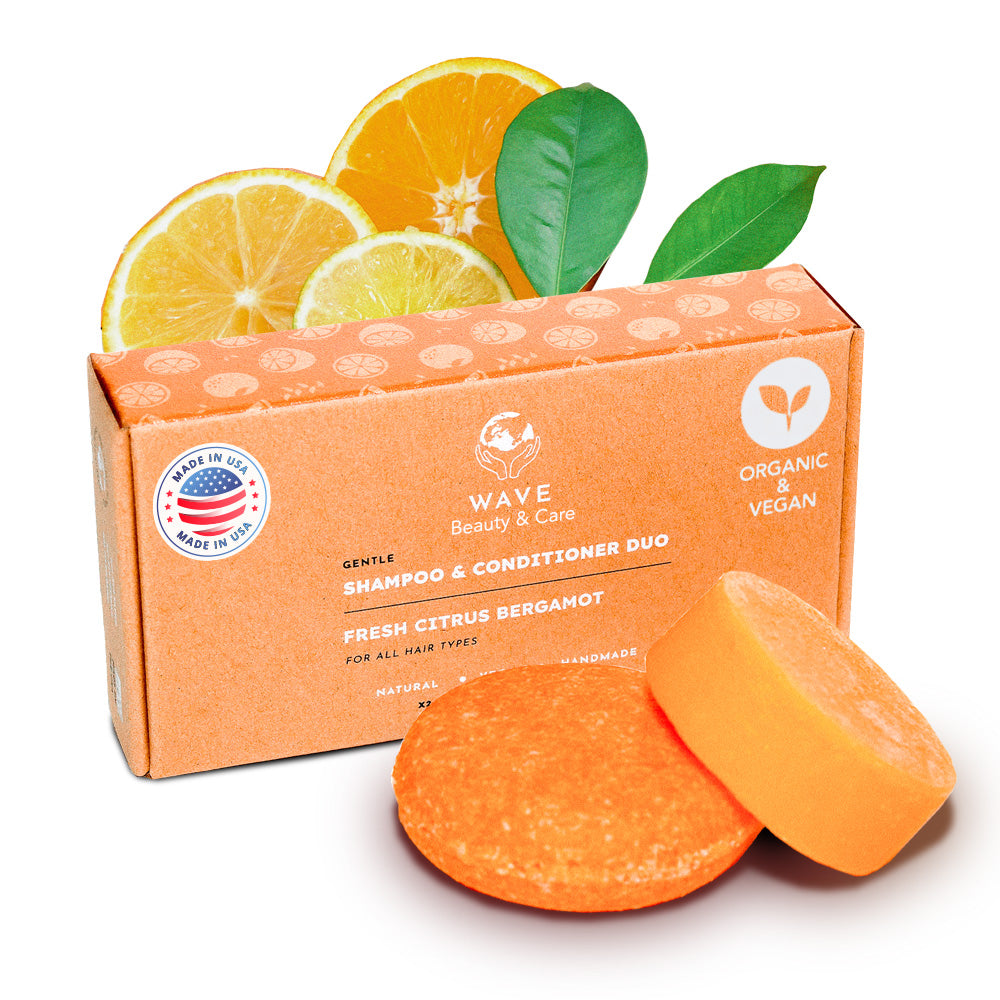 Wave Shampoo & Conditioner Bar Set – Handmade, Vegan, Non-GMO, Organic & Natural | Long-Lasting (80–120 Uses) | Travel-Ready, Zero Waste