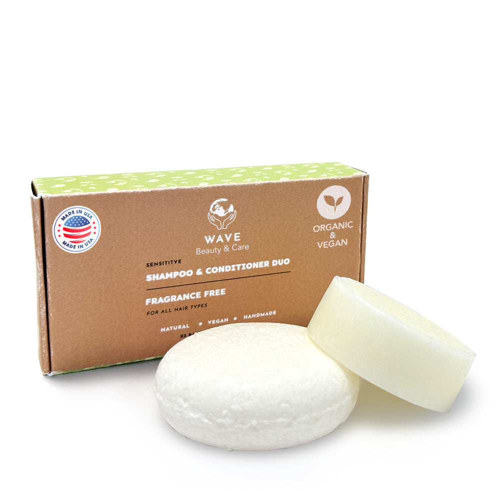 Wave Shampoo & Conditioner Bar Set – Handmade, Vegan, Non-GMO, Organic & Natural | Long-Lasting (80–120 Uses) | Travel-Ready, Zero Waste