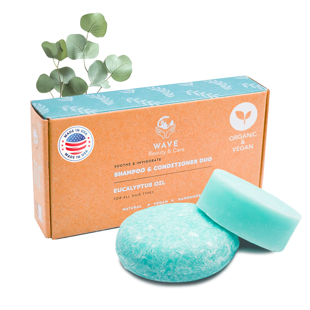 Wave Shampoo & Conditioner Bar Set – Handmade, Vegan, Non-GMO, Organic & Natural | Long-Lasting (80–120 Uses) | Travel-Ready, Zero Waste