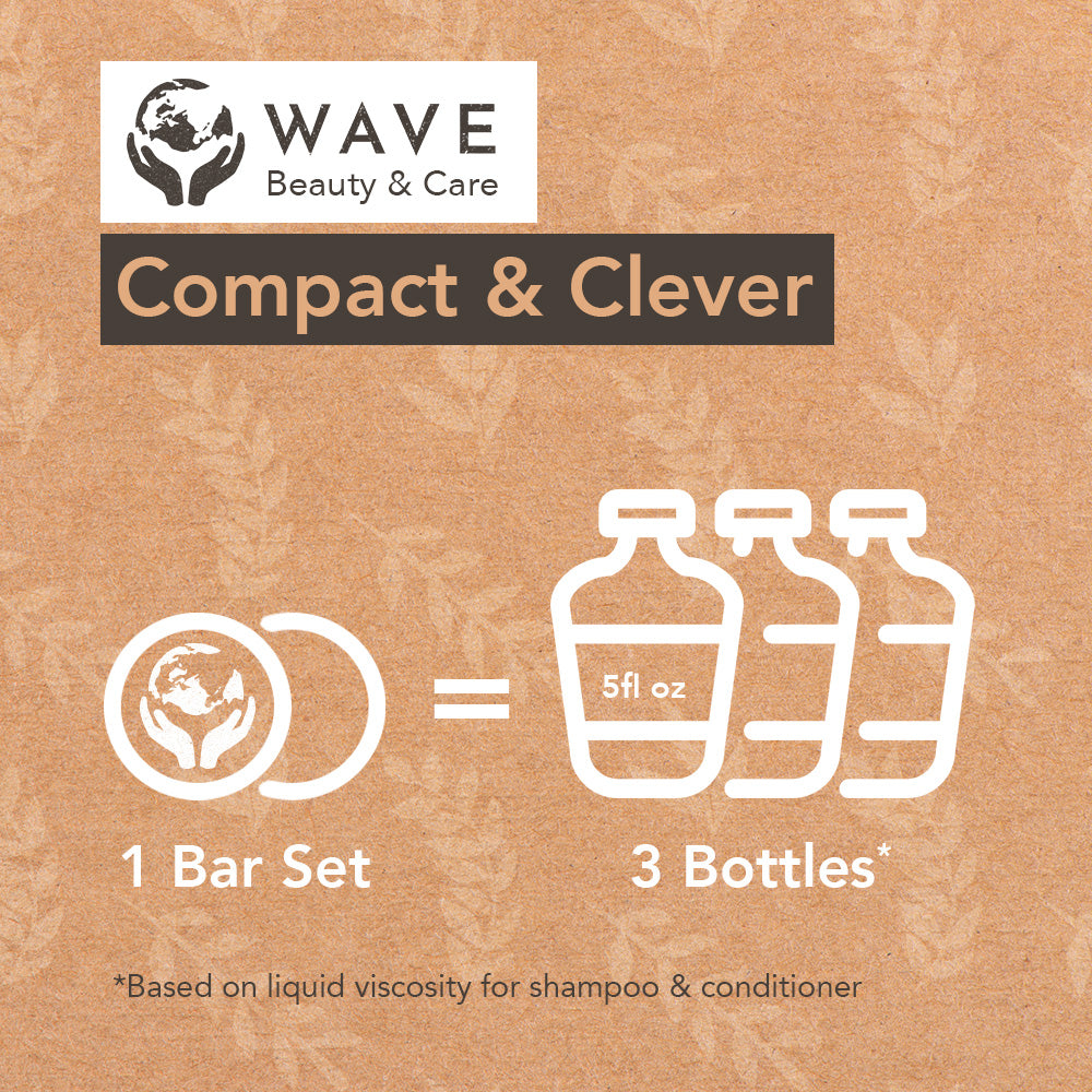 Wave Shampoo & Conditioner Bar Set – Handmade, Vegan, Non-GMO, Organic & Natural | Long-Lasting (80–120 Uses) | Travel-Ready, Zero Waste