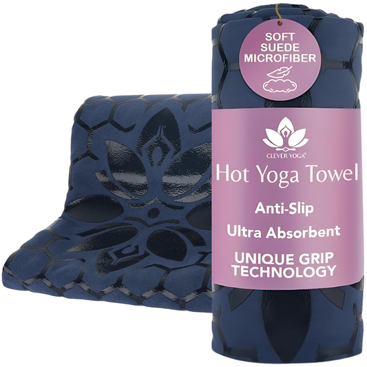 Clever Hot Yoga towel Anti-Slip with Unique Silicon web bottom l Increases traction l Extreme slipping reduction l Ultra absorbent l Quick Drying
