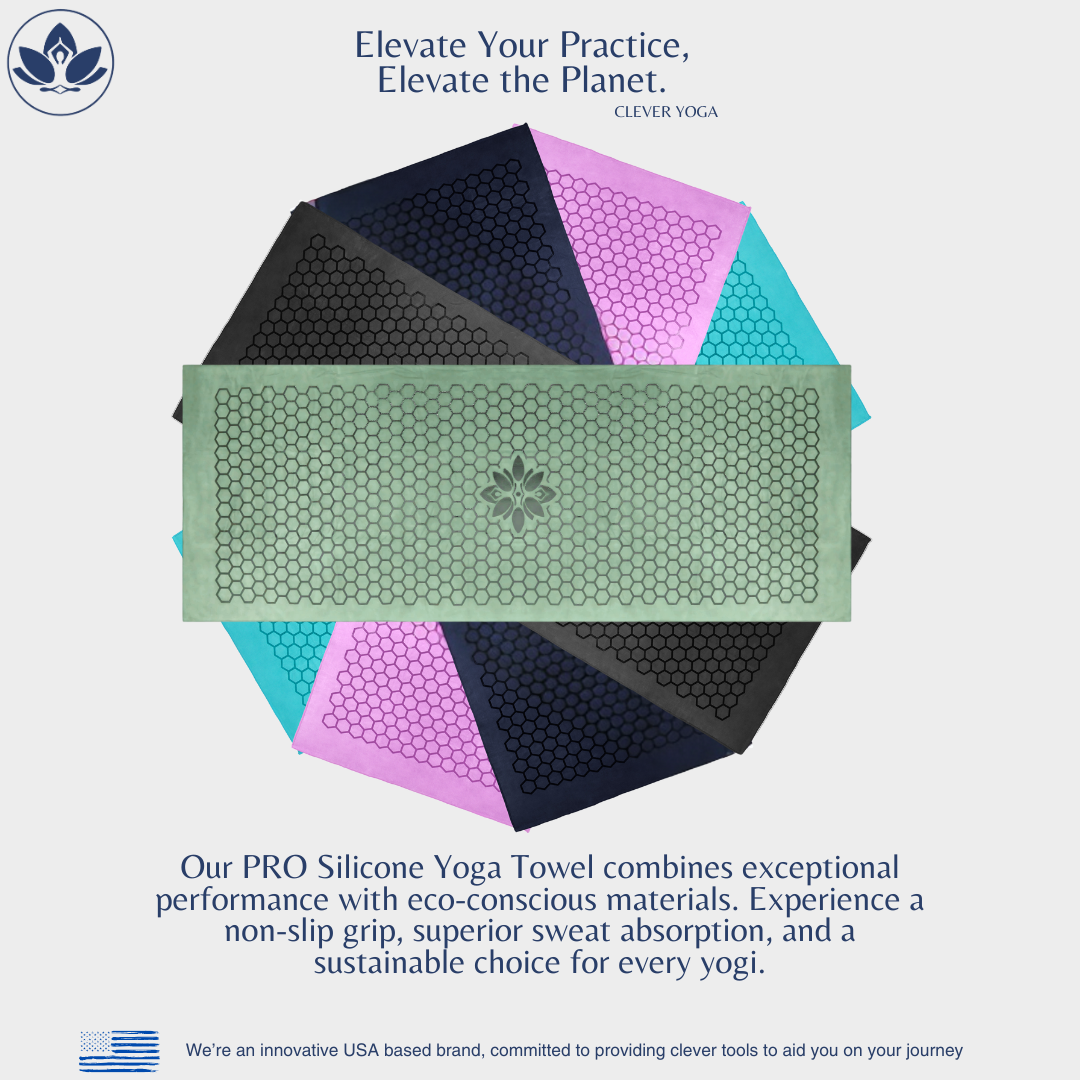 Clever Yoga towel with Unique Silicon web bottom l Increases traction l Extreme slipping reduction l Ultra absorbent l Quick Drying