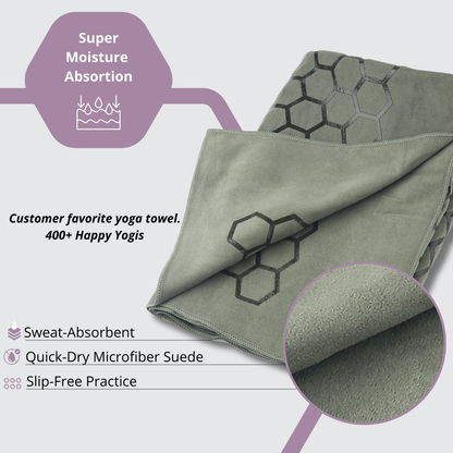 Clever Hot Yoga towel Anti-Slip with Unique Silicon web bottom l Increases traction l Extreme slipping reduction l Ultra absorbent l Quick Drying