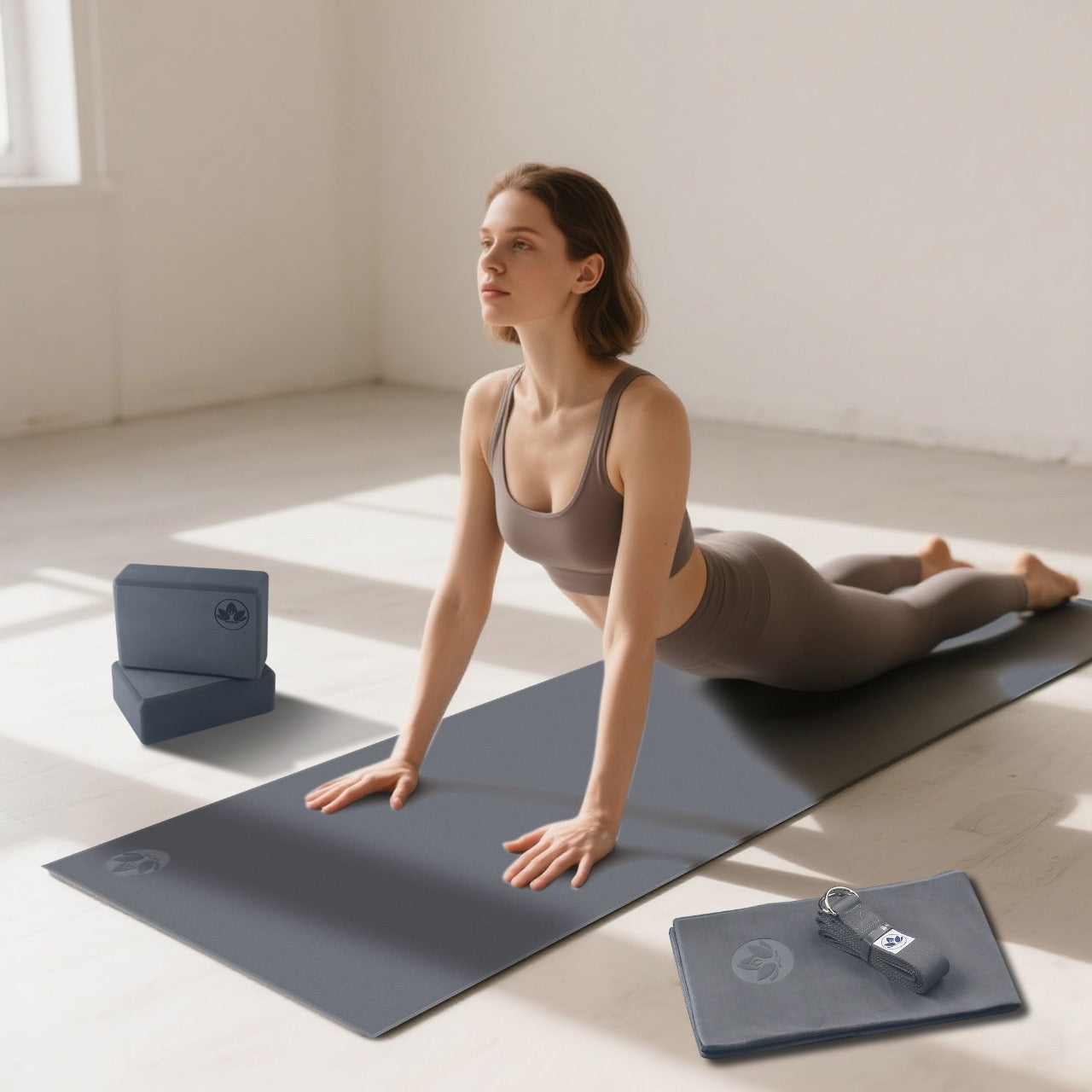 Yoga Kit Mat, Blocks, Strap, Towels, Carrying Bag 70% Off