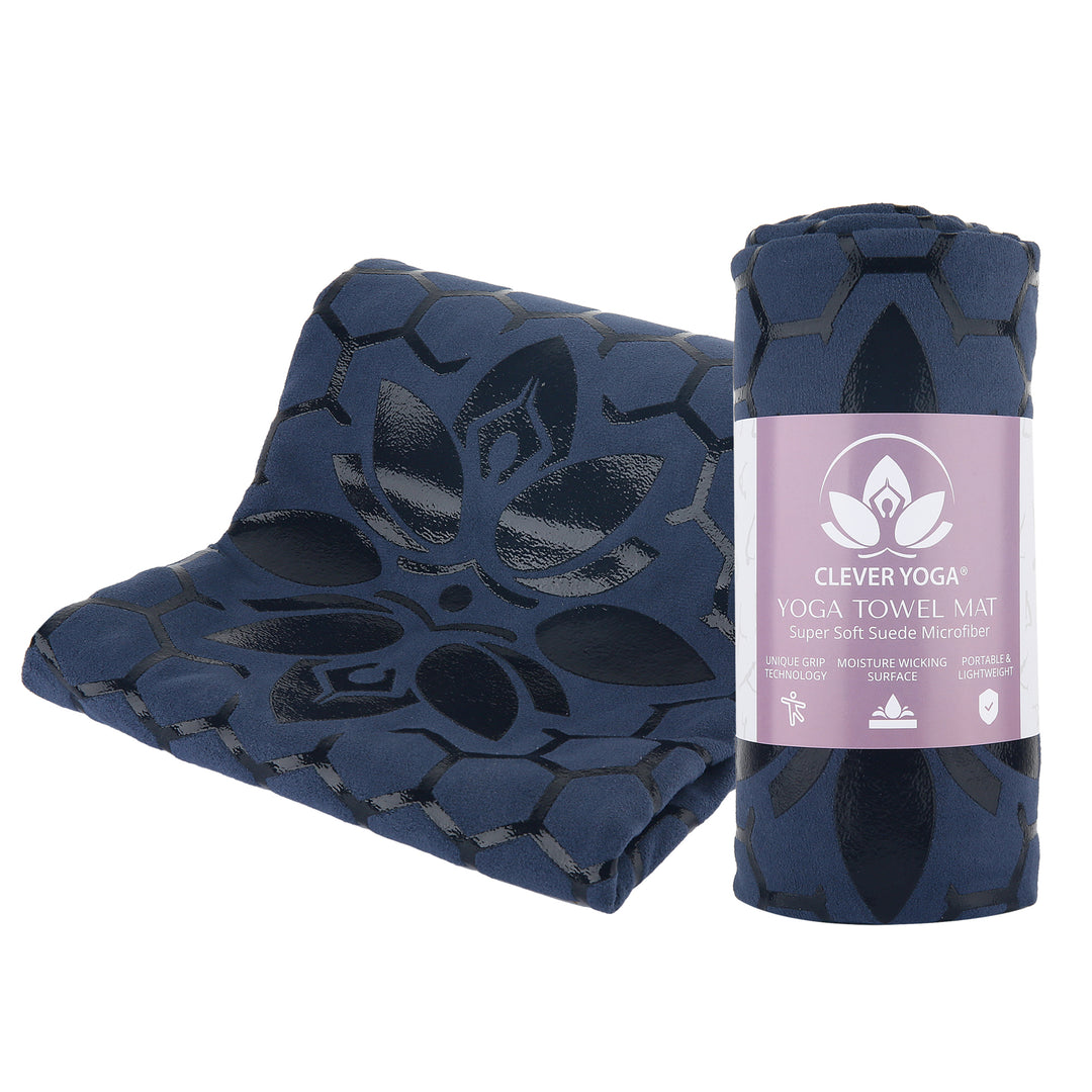 Clever Yoga towel with Unique Silicon web bottom l Increases traction l Extreme slipping reduction l Ultra absorbent l Quick Drying