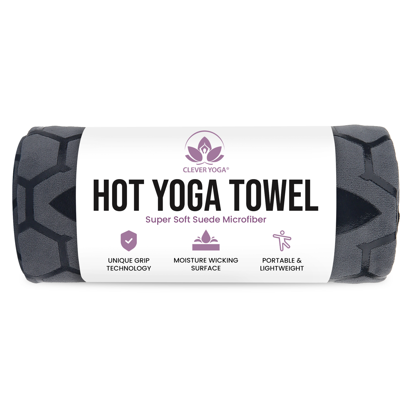 Clever Hot Yoga towel Anti-Slip with Unique Silicon web bottom l Increases traction l Extreme slipping reduction l Ultra absorbent l Quick Drying