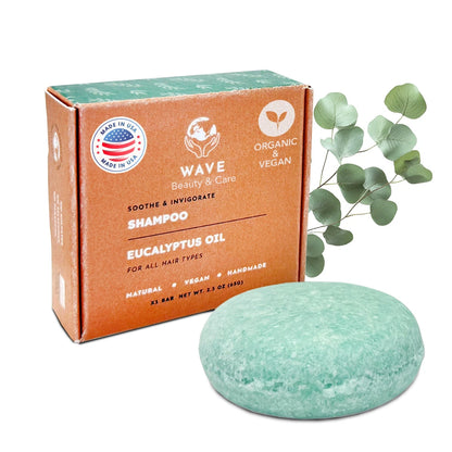 Wave Moisturizing Shampoo Bar – Handmade, Vegan, Non-GMO, Organic & Natural | For Shiny Hair | Long-Lasting (80–120 Uses) | 2.3 oz