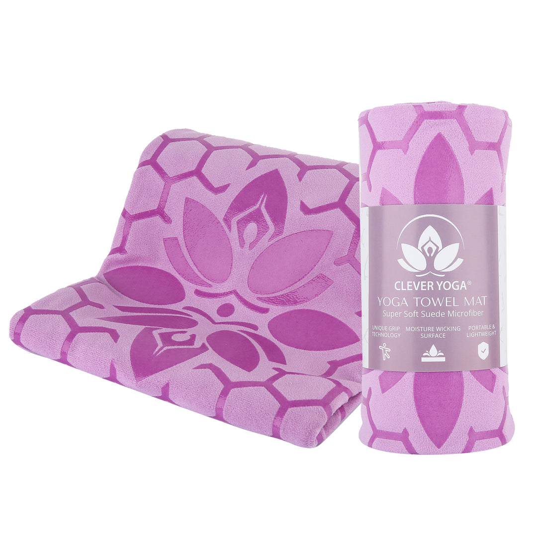 Clever Yoga towel with Unique Silicon web bottom l Increases traction l Extreme slipping reduction l Ultra absorbent l Quick Drying