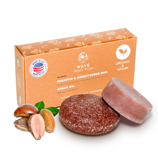 Wave Shampoo & Conditioner Bar Set – Handmade, Vegan, Non-GMO, Organic & Natural | Long-Lasting (80–120 Uses) | Travel-Ready, Zero Waste