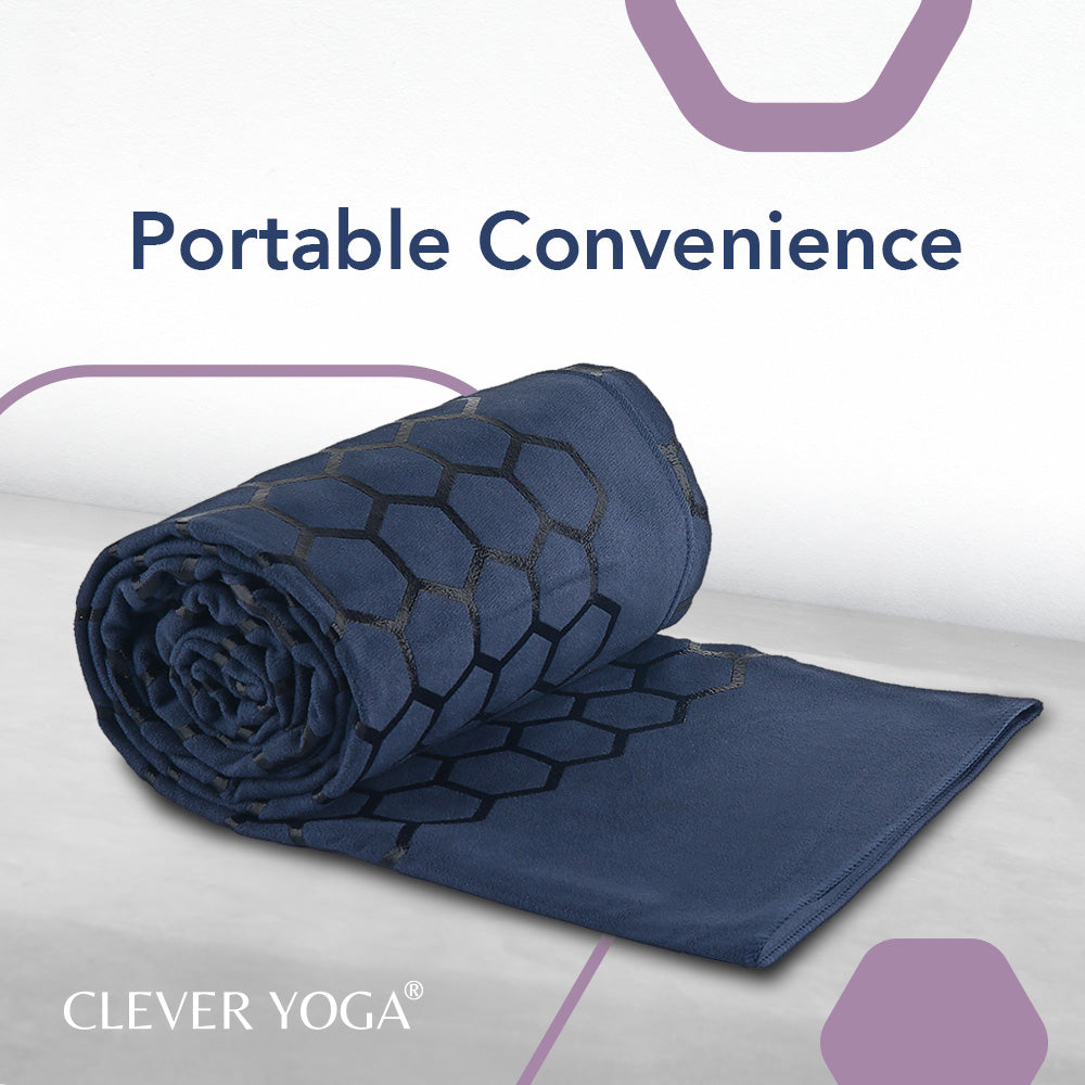 Clever Hot Yoga towel Anti-Slip with Unique Silicon web bottom l Increases traction l Extreme slipping reduction l Ultra absorbent l Quick Drying
