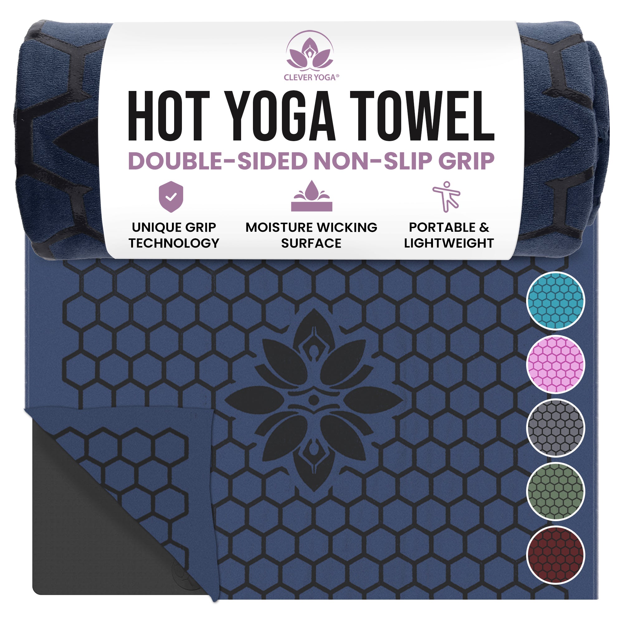 Clever Hot Yoga towel Anti-Slip with Unique Silicon web bottom l