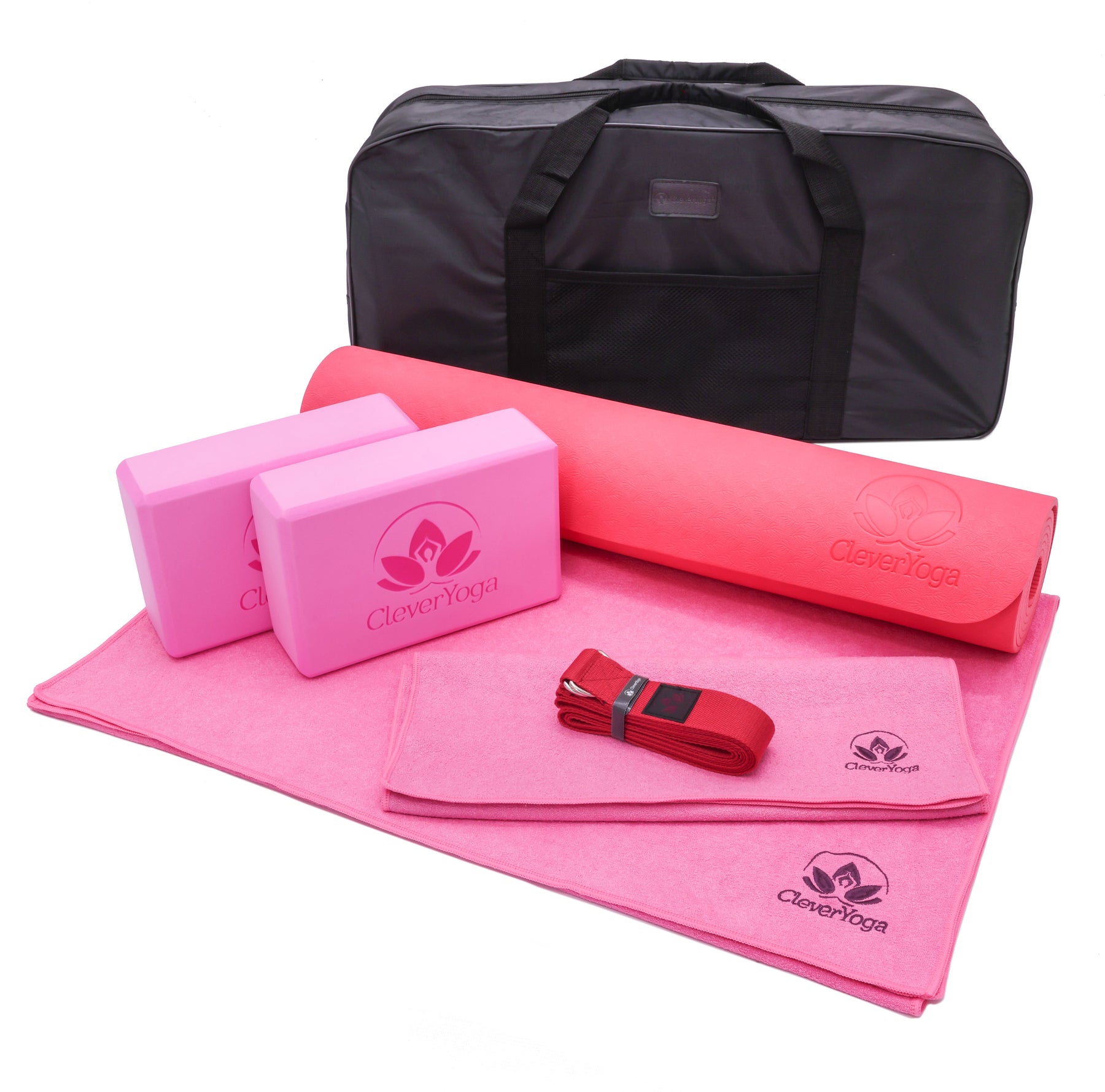 NOLAVA 7 Piece Yoga Mat Set, Yoga starter kit, Yoga kit for home work out, 2 Yoga  Blocks, Yoga Strap, LOTUS Eye Pillow, Yoga Cards, Large yoga bag for yoga  accessories