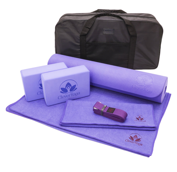 10 Pcs Yoga Starter Kit Include Yoga Mat with Carry Strap, 2 Yoga Blocks,  Yoga Strap
